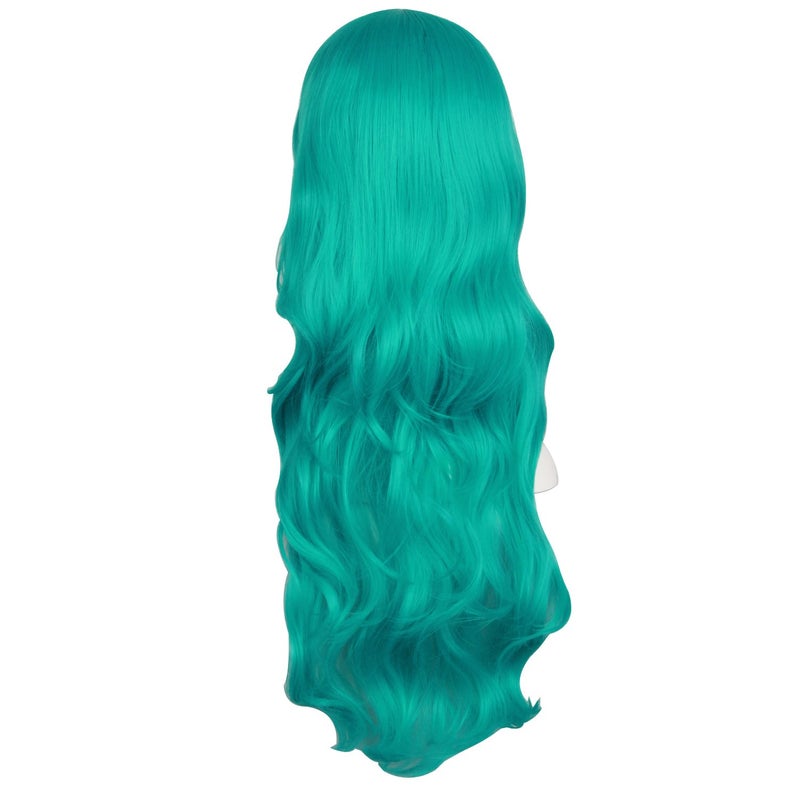 MapofBeauty 24 Inch/60cm Charming Synthetic Fiber Long Wavy Hair Wig Women's Party Full Wig (Dark Teal Green) - Image 4